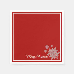 Weihnachtspapier Napkins Rote Schneeflocken Serviette