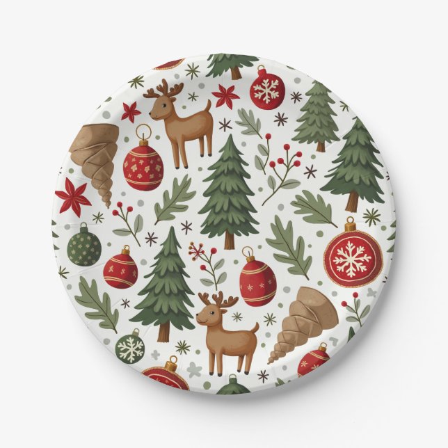 Weihnachtspapier-Party Pappteller (Vorderseite)
