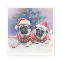 Weihnachtspapier-Serviette mit zwei niedlichen Mop