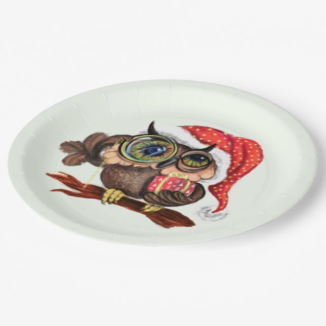 Weihnachtspapier Teller Babyschale mit Geschenken (Schrägansicht)