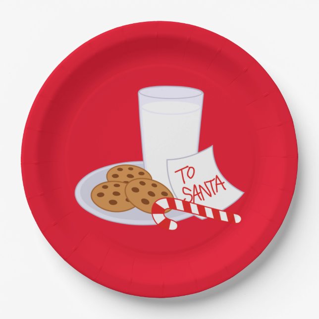 Weihnachtspapier-Teller/Cookies und Milch Pappteller (Vorderseite)