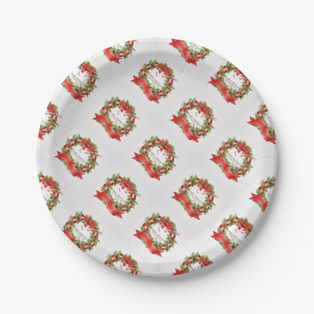 Weihnachtspapier-Teller/Kranz Pappteller (Vorderseite)