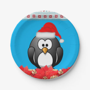 Weihnachtspapier-Teller, Pinguin Pappteller