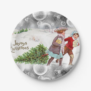 Weihnachtspapier-Teller, Vintag Pappteller