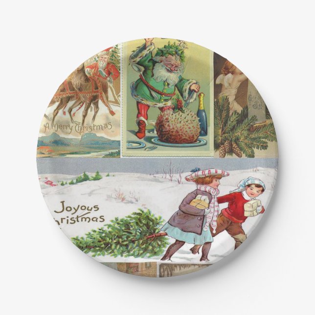 Weihnachtspapier-Teller, Vintag Pappteller (Vorderseite)