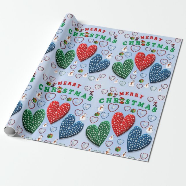 Weihnachtspapier Vintag Hearts Geschenkpapier (Ungerollt)