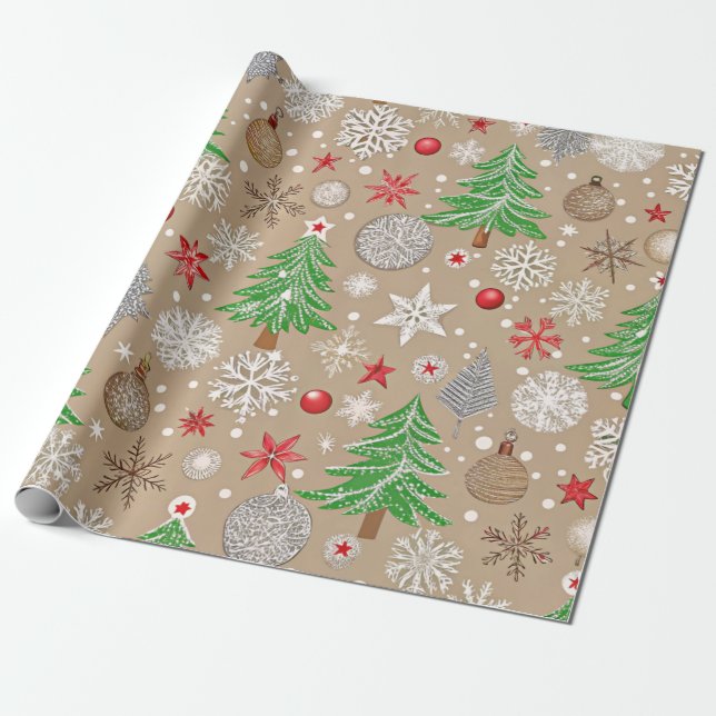 Weihnachtspapier von Silvery Kraft Geschenkpapier (Ungerollt)