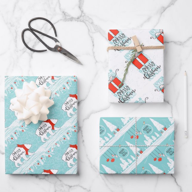 Weihnachtspapierblätter Geschenkpapier Set (Vorderseite)