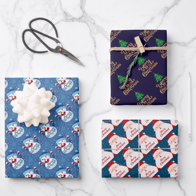 Weihnachtspapierblätter Geschenkpapier Set (Vorderseite)