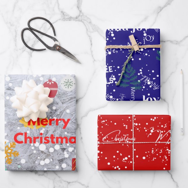 Weihnachtspapierblätter Geschenkpapier Set (Vorderseite)