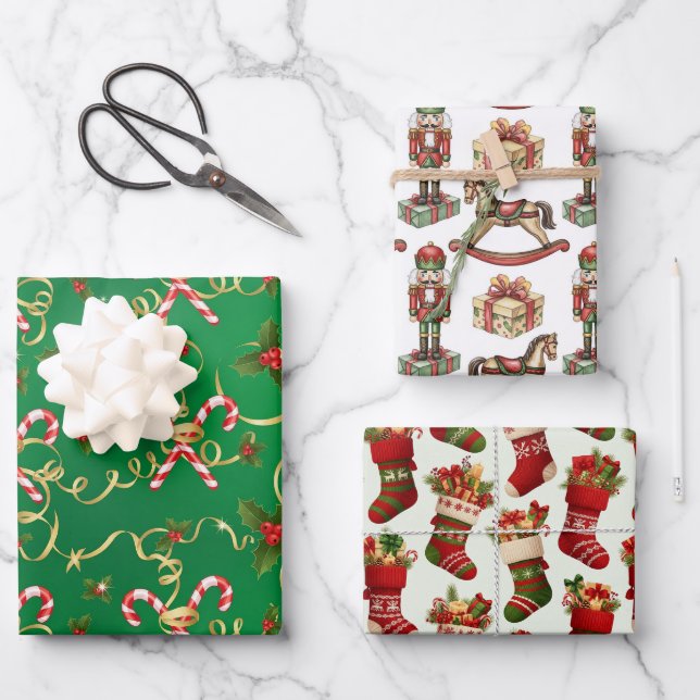 Weihnachtspapiere  geschenkpapier set (Vorderseite)