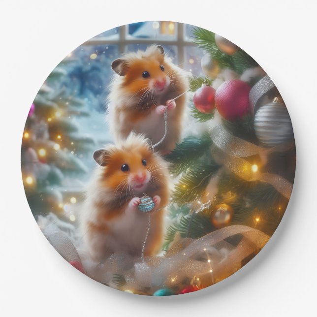 Weihnachtspapierplatten für Hamster Pappteller (Vorderseite)