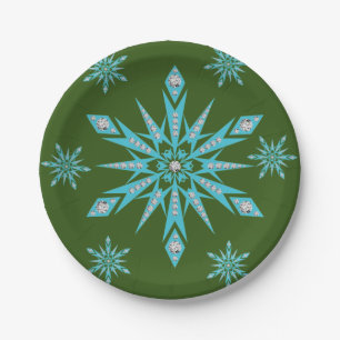 Weihnachtspapierteller, Schneeflocken Pappteller