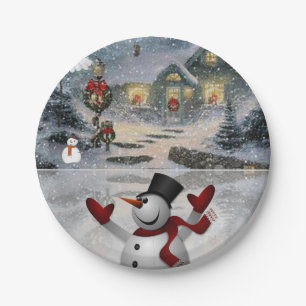 Weihnachtspapierteller, Schneemann Pappteller