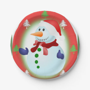 Weihnachtspapierteller, Schneemann Pappteller