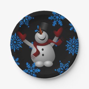 Weihnachtspapierteller, Schneemann Pappteller
