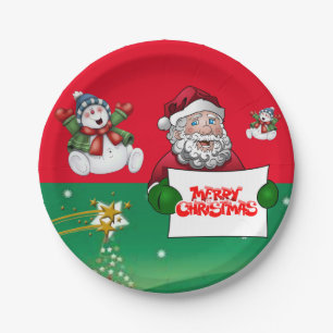 Weihnachtspapierteller, Schneemann Pappteller