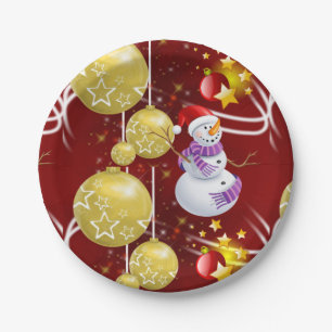 Weihnachtspapierteller, Schneemann Pappteller
