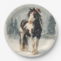 Weihnachtspapierteller / Schöne Paint Horse