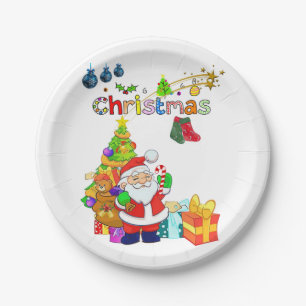 Weihnachtspapierteller, Weihnachtsmann Pappteller