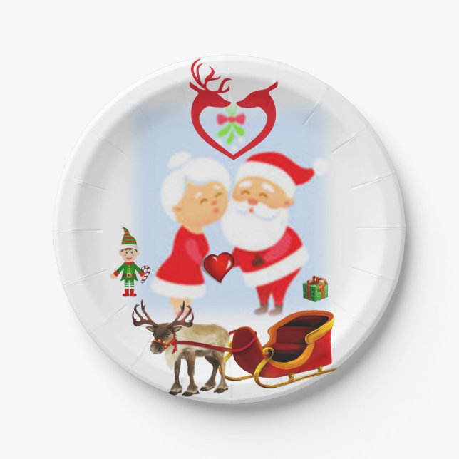 Weihnachtspapierteller, Weihnachtsmann Pappteller (Vorderseite)