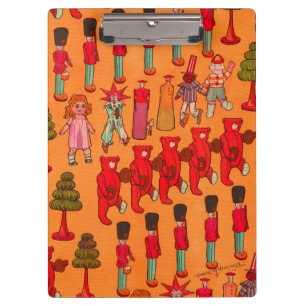 Weihnachtsparade mit Vintage-Spielzeug 1907 Puck-M Klemmbrett