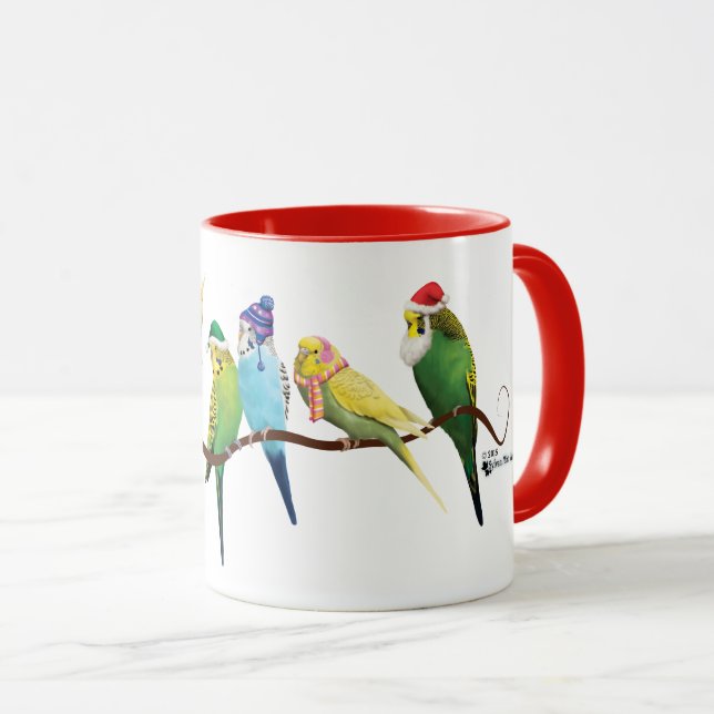 WeihnachtsParakeets u. -Cockatiels Tasse (VorderseiteRechts)