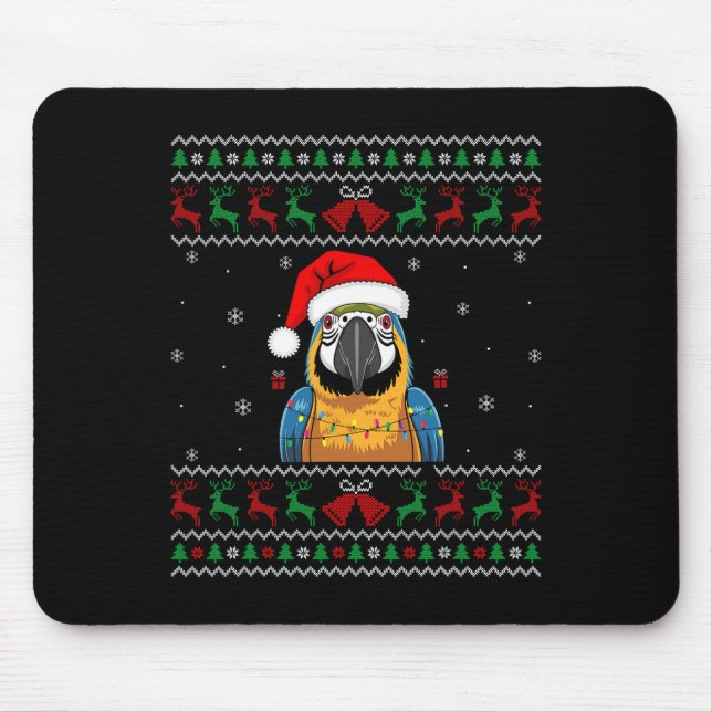 Weihnachtsparrot Ugly Sweater Weihnachtsmannmütze  Mousepad (Vorne)
