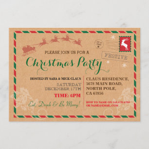 WeihnachtsParty-Abendessen-Postpostkarte laden ein Einladung