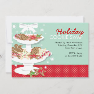 WeihnachtsParty Einladungs-Plätzchen-Tauschen Einladung