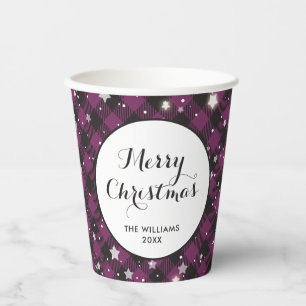 WeihnachtsParty Lila Buffalo Kariert Pappbecher