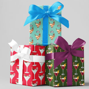 Weihnachtsparty mit festlichen Cocktails und Weihn Geschenkpapier Set
