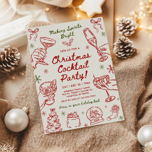 Weihnachtsparty mit handgezeichneten, skurrilen El Einladung