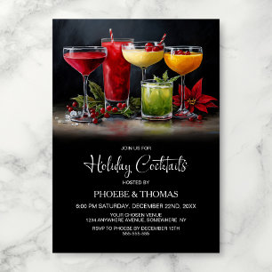 Weihnachtsparty mit Poinsettien-Cocktail Einladung