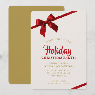 WEIHNACHTSPARTY moderne elegante rote Schleife Feiertagskarte