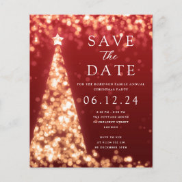 WeihnachtsParty Save the Date Gold Glam Red Einlad Flyer