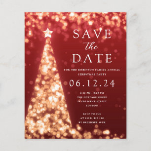 WeihnachtsParty Save the Date Gold Glam Red Einlad Flyer