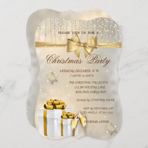 WeihnachtsParty Snowflakes, Bow, Presents, Company Einladung