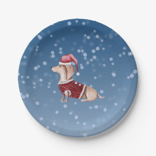 WeihnachtsParty-Teller-Dackel-Hundepapier-Teller Pappteller