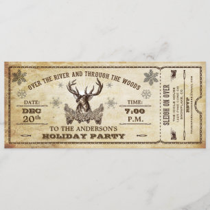Weihnachtsparty-Ticket-Einladung im Vintage-Stil m Einladung