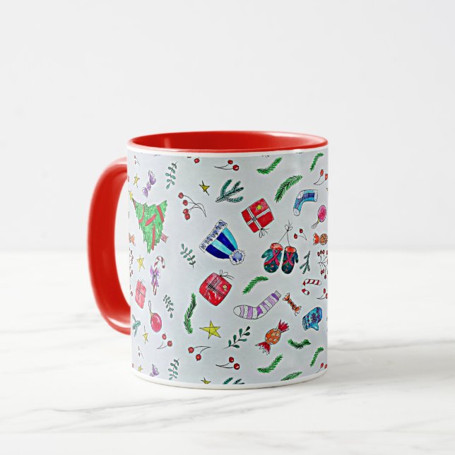 Weihnachtspass, beliebtes Muster, Tasse (Vorderseite Links)