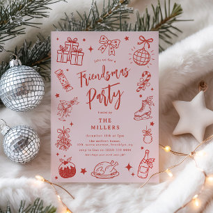 Weihnachtspass Doodle Friendsmas Party Einladung