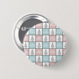 Weihnachtspastel Blau und Rosa Modernes Muster Button