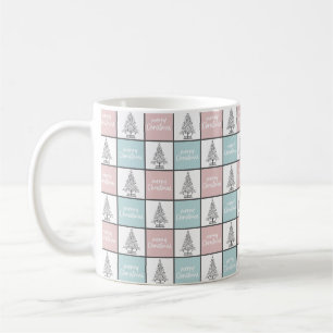 Weihnachtspastel Blau und Rosa Modernes Muster Kaffeetasse