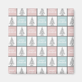 Weihnachtspastel Blau und Rosa Modernes Muster Magnet