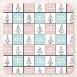 Weihnachtspastel Blau und Rosa Modernes Muster Rechteckiger Pappuntersetzer