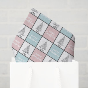Weihnachtspastel Blau und Rosa Modernes Muster Seidenpapier