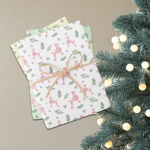 Weihnachtspastell-Rosa-Pudel-Geschenkverpackungspa Geschenkpapier Set
