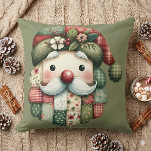 Weihnachtspatchwork-Opa mit skurrilem Charme Kissen