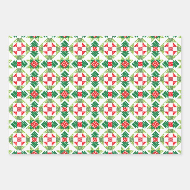 Weihnachtspatchwork-Quiltpapier-Set Geschenkpapier Set (Vorderseite)